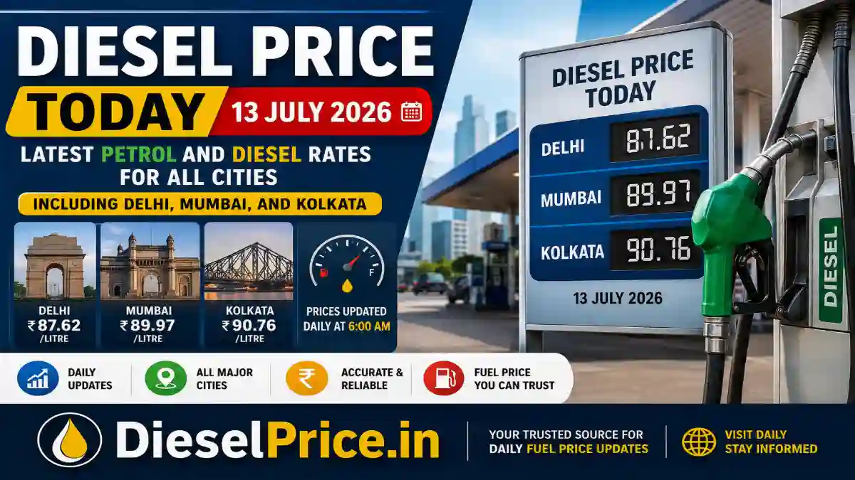 Diesel Price Today, 13 July 2026: Latest petrol and diesel rates for all cities, including Delhi, Mumbai, and Kolkata