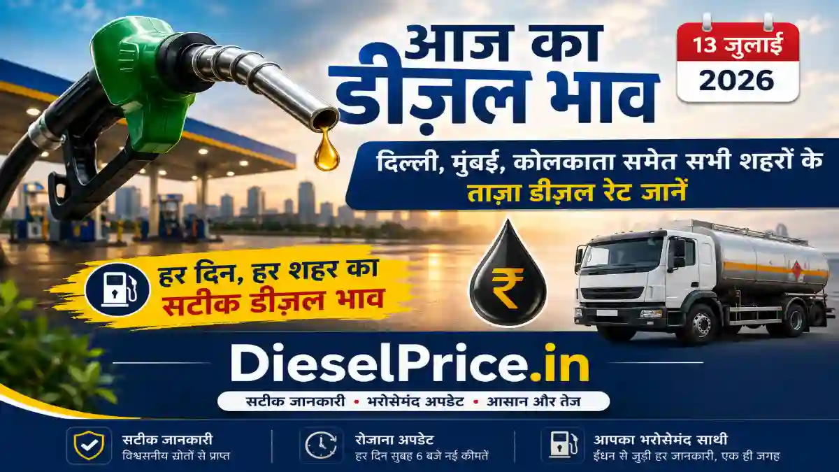 आज का डीज़ल भाव, 13 जुलाई 2026: दिल्ली, मुंबई और कोलकाता समेत सभी शहरों के लिए डीज़ल के ताज़ा रेट